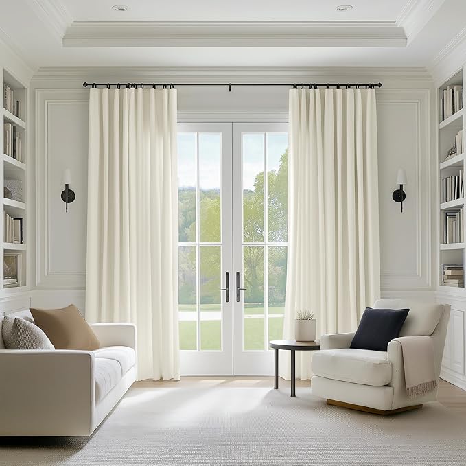 FMFUNCTEX Velvet Curtains Cream Room Darkening Curtain - Image 9