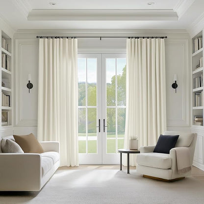 FMFUNCTEX Velvet Curtains Cream Room Darkening Curtain - Image 9
