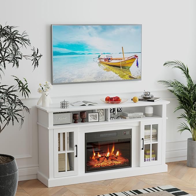 SIMOE 58 in TV Stand with 23 Inch 5100BTU Fireplace, Electric Fireplace TV - Image 9