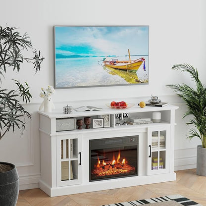 SIMOE 58 in TV Stand with 23 Inch 5100BTU Fireplace, Electric Fireplace TV - Image 9