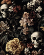 BOKEBEVE Gothic Skull Peel and Stick Wallpaper Vintage Black 17.5 x 118In | Floral Contact Paper Self Adhesive Removable Renter Friendly Wall Paper for Feature Wall Bedroom Bathroom Halloween Decor