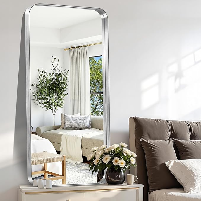 CIRCUMI Silver Bathroom Mirror, Rounded Corner, Tempered Glass, Large Mirror - Image 5