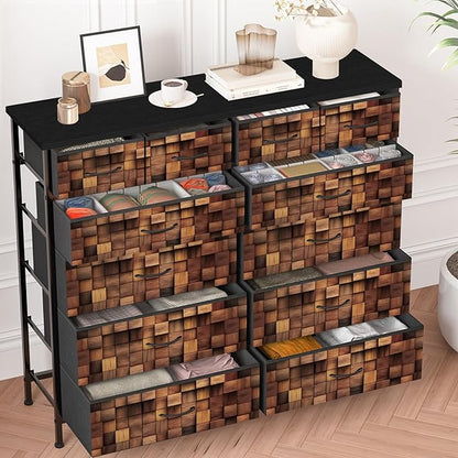 TV Stand Dresser for Bedroom, Tall Fabric Drawer Dresser, Chest of Drawers - Image 7