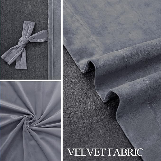 JIUZHEN Grey Velvet Curtains 84 inches - Image 5
