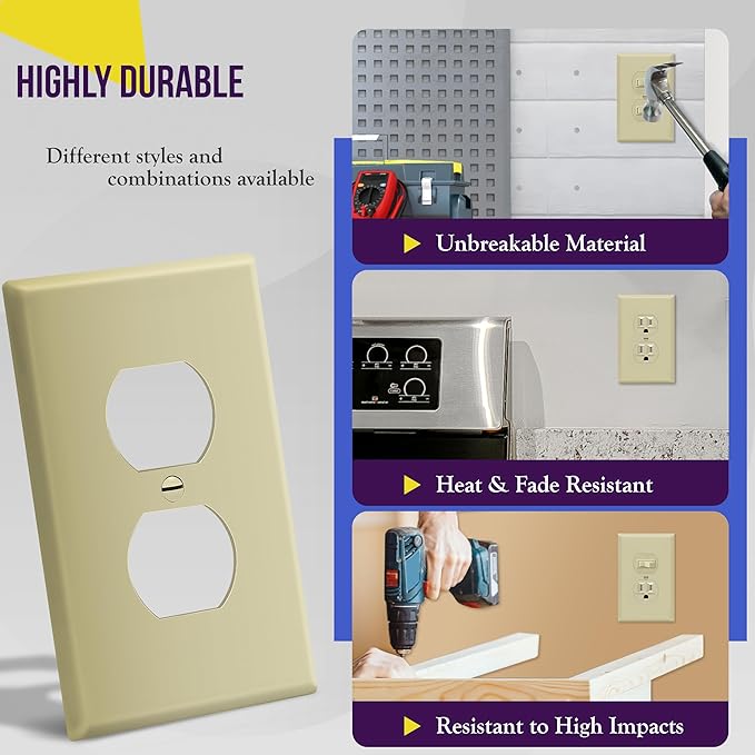 ENERLITES Duplex Receptacle Outlet Wall Plate, Electrical Outlet Cover - Image 4