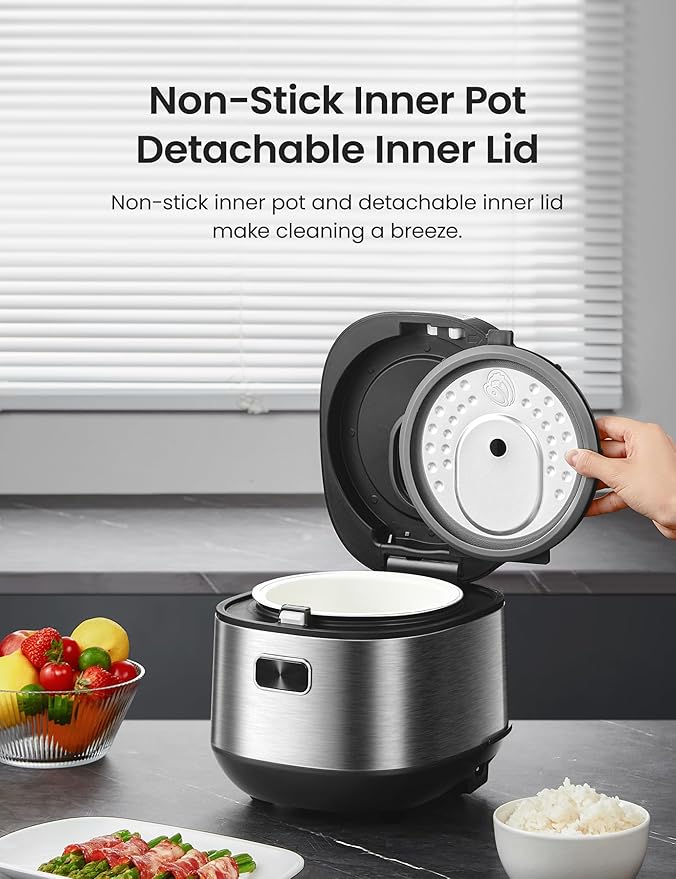 COMFEE' Compact Rice Cooker 8 Cups Cooked/4 Cups Uncooked, 9-in-1 Multi Cooker - Image 7