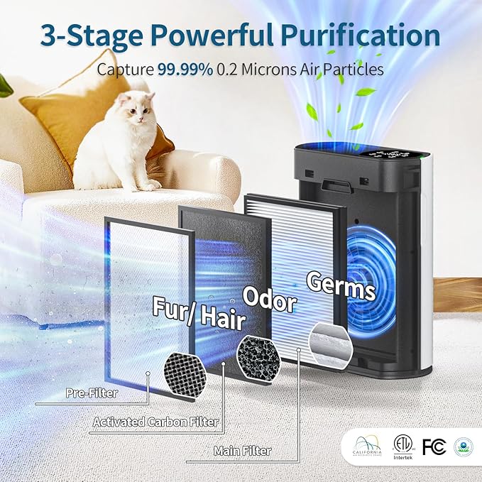 Powerful Air Purifiers for Home Large Room Up to 2400 Ft², ECOSELF HEPA Air - Image 3