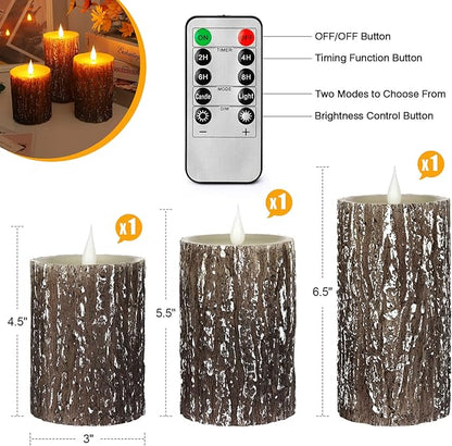 Flameless Candles Battery Operated Pillar Pine Effect Real Wax Flickering 3D - Image 3