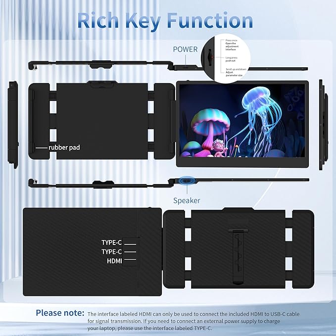 New Upgraded Laptop Screen Extender Portable Monitor, 1080P FHD IPS Screen - Image 7
