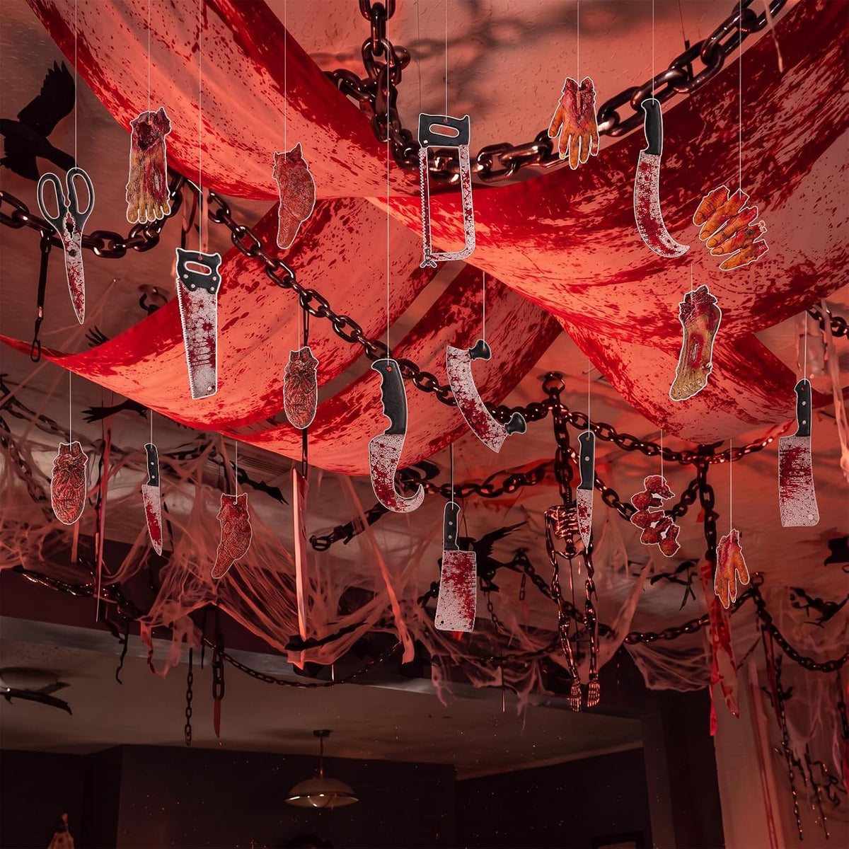 111 Pcs Halloween Bloody Hanging Party Decoration for Ceiling