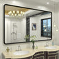 60x36 Black Matte Bathroom Mirror, Large Metal Framed Black Bathroom Vanity by GOLOMO