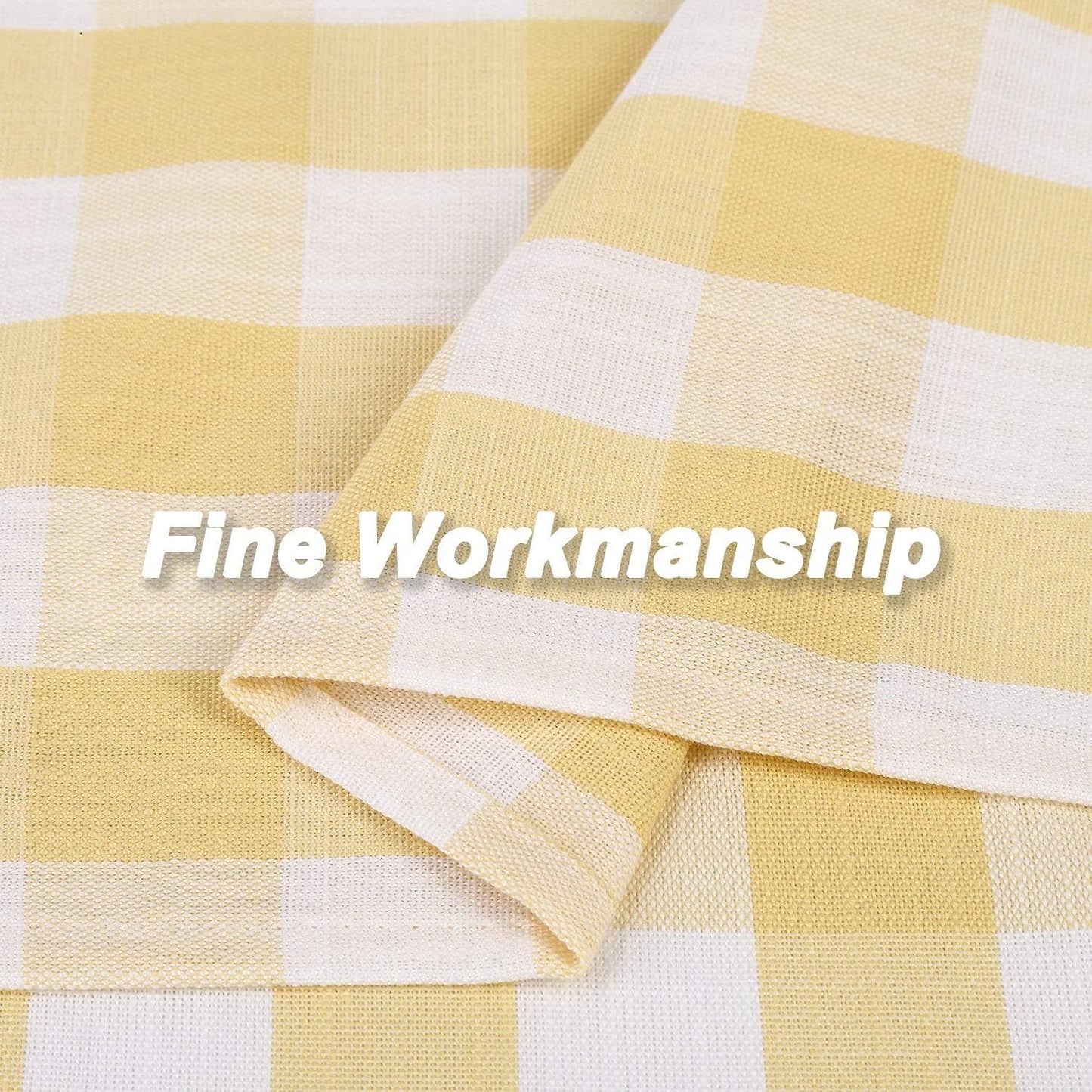 Gingham Buffalo Check Autumn Yellow Cafe Kitchen Curtain Valances, Plaid Design Thick Yarn Dyed Fabric Rod Pocket Valance Curtains for Bathroom, Living Room, 55" x 15", Yellow/White | Café Kitchen Curtains,Buffalo Checkered,Gingham Geo,Rustic Yarn Dyed