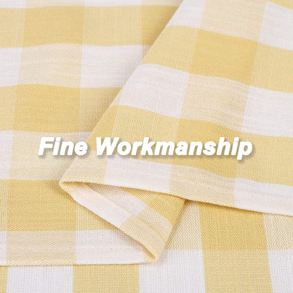 Gingham Buffalo Check Autumn Yellow Cafe Kitchen Curtain Valances, Plaid Design Thick Yarn Dyed Fabric Rod Pocket Valance Curtains for Bathroom, Living Room, 55" x 15", Yellow/White | Café Kitchen Curtains,Buffalo Checkered,Gingham Geo,Rustic Yarn Dyed