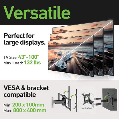 Heavy Duty Dual Arm Articulating TV Wall Mount Bracket - Image 6