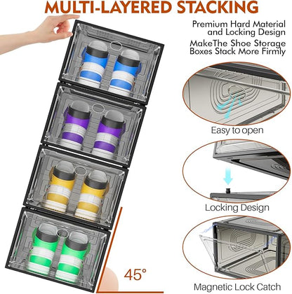 6 Pack Thicken Shoe Organizer Stackable, Upgraded Sturdy Shoe Storage Box - Image 2