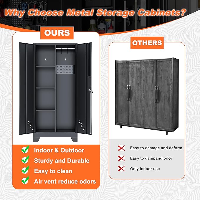 Storage Cabinet 61" H, Metal Outdoor Sheds - Image 4