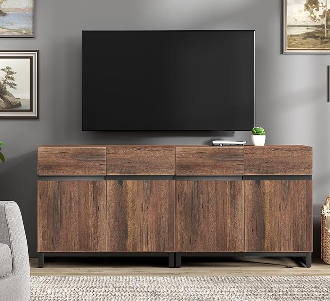 Wampat Modern TV Stand for up to 70 inch TVs, 2 in 1 Entertainment Center - Image 3