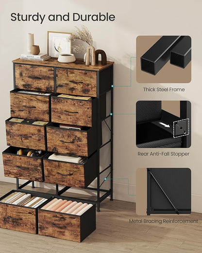 SONGMICS Dresser for Bedroom, Chest of Drawers, 10 Non-Woven Fabric Drawers - Image 6