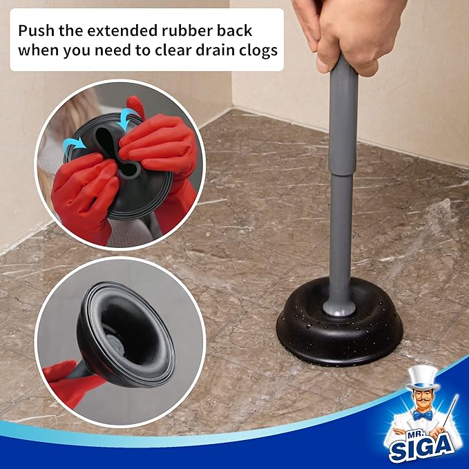 MR.SIGA Toilet Plunger with Holder, Heavy Duty Plunger with Sturdy Handle - Image 5