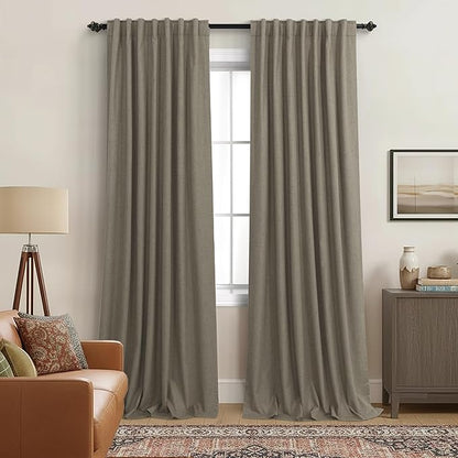 KOUFALL Soundproof Blackout Curtains 90 Inch Long Linen Black Out Noise by KOUFALL