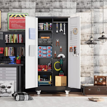 SUXXAN Broom Closet Storage Cabinet, Metal Cabinets - Image 2