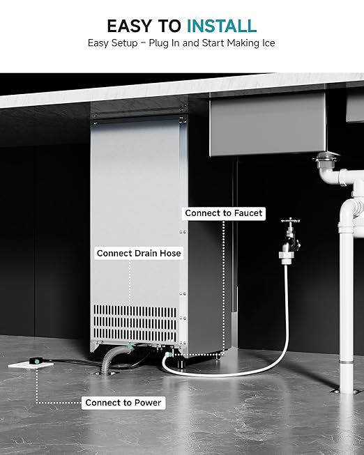 EUHOMY Under Counter Nugget Ice Maker Machine, Bulit-in Freestanding Ice Maker - Image 6