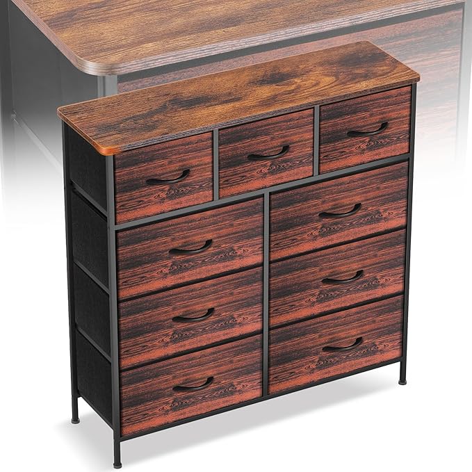 Curved Profile Dresser for Bedroom, Chest of Drawers, 9 Storage Drawers by Sonharlar