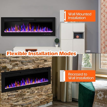 50" Electric Fireplace Wall Mounted and Recessed - Image 9