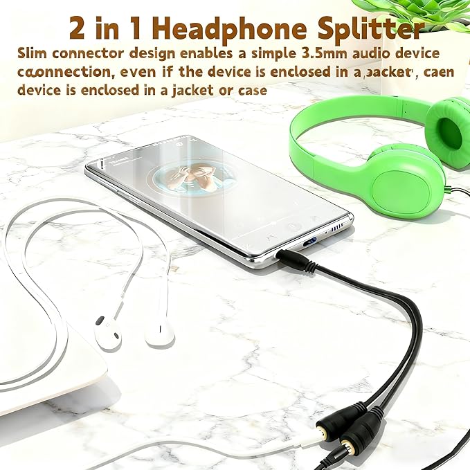 2-pack 3.5mm Audio Headphone Splitter – Dual Listening and Speaker Jack Y - Image 4