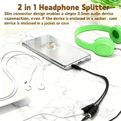 2-pack 3.5mm Audio Headphone Splitter – Dual Listening and Speaker Jack Y - Image 4