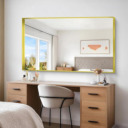 Gold Bathroom Mirror, 36x60 Inch Rectangular Deep Frame Mirror, Large Wall - Image 7