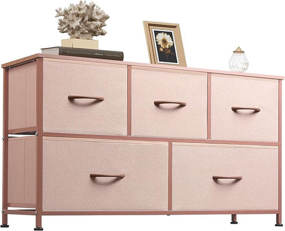 WLIVE Dresser for Bedroom with 5 Drawers, Wide Chest of Drawers, Fabric Dresser by WLIVE