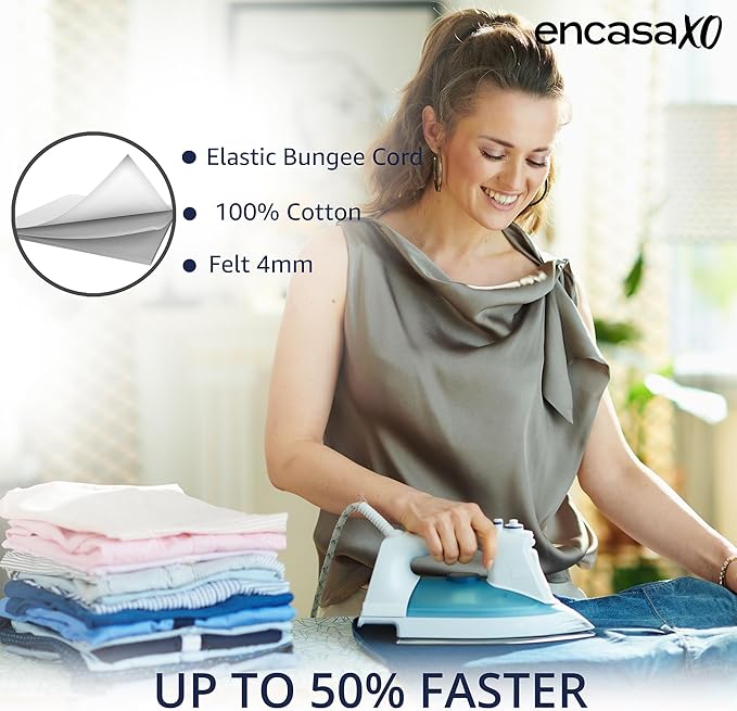 Encasa XO Ironing Board Cover and Pad 54"x18" - 4mm Felt X-Large Iron Board - Image 4