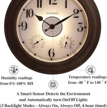 CLXEAST 24 Inch LED Illuminated Outdoor Clocks Waterproof - Image 4