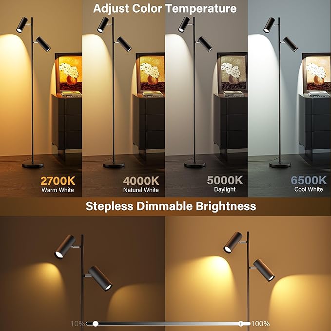 SIBRILLE Spotlight Floor Lamp, Tall LED Standing Lamp - Image 3