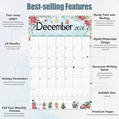 GuassLee Large Wall Calendar 2026-2027, 24-Month Vertical Wall Calendar Runs - Image 6