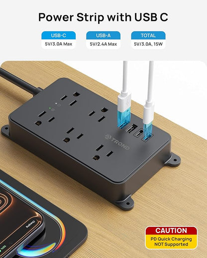 TROND Power Strip Surge Protector, 5 Widely-Spaced Outlets - Image 3