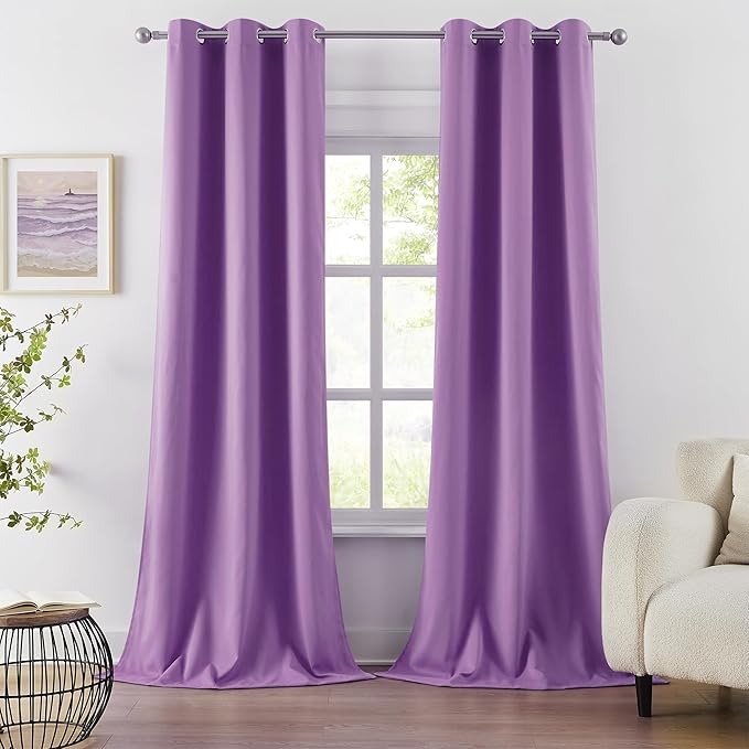 DUALIFE Amethyst Orchid Purple Blackout Curtain Panels/Drapes by DUALIFE