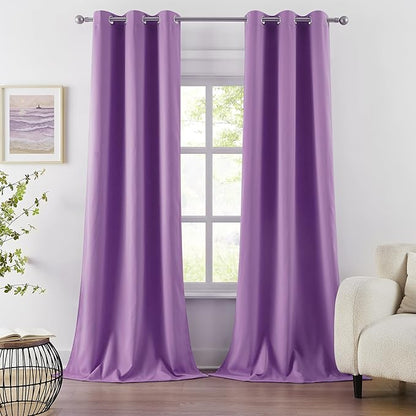 DUALIFE Amethyst Orchid Purple Blackout Curtain Panels/Drapes by DUALIFE