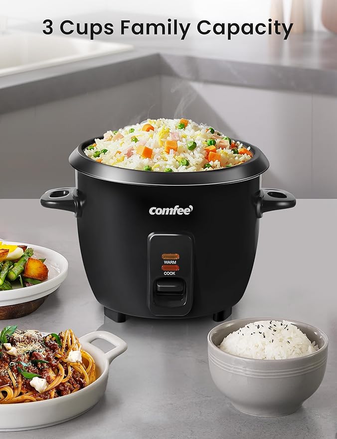 COMFEE' Rice Cooker, 6-Cup Cooked/3-Cup Uncooked, Removable Non-Stick Bowl - Image 2