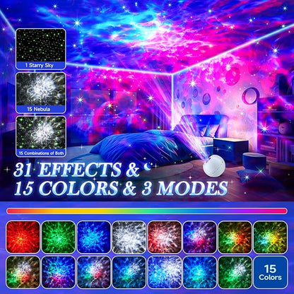 Star Projector Galaxy Light Projector, 15 Colors Star Lights - Image 2