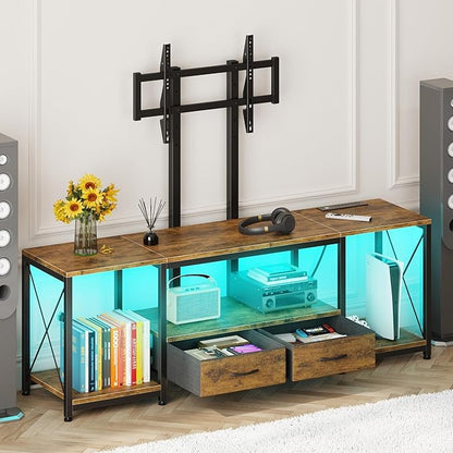GYIIYUO LED TV Stand with Mount and Power Outlet & Fabric Drawers by GYIIYUO