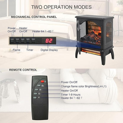 18" Electric Fireplace Heater, Freestanding Fireplace - Image 5