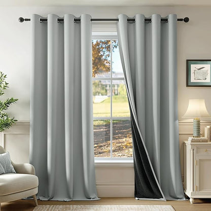 Beauoop Grey 100% Blackout Curtains 84 Inch Long 2 Panels by Beauoop