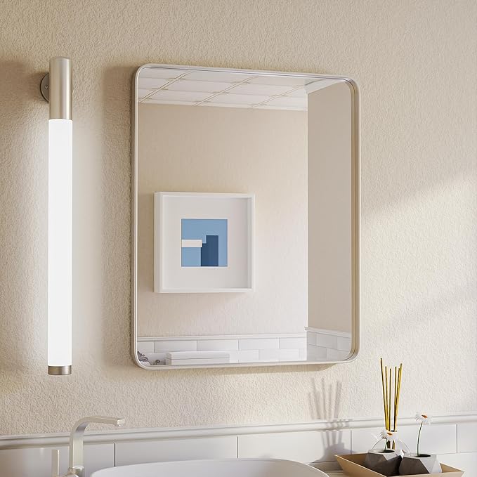 ISKM Silver Framed Mirror for Wall 20"x 16", Bathroom Vanity Mirror Anti-Rust by ISKM-IStillKeepMovin