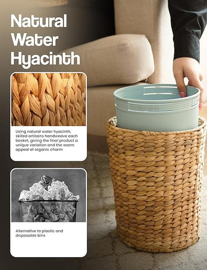Set of 2 Wicker Trash Can with Lid - Image 3