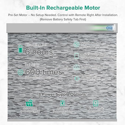 Kilonity Motorized Roller Shades, Light Filtering Remote Control Custom Window - Image 3