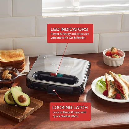 Elite Gourmet ESM2207XSS Sandwich Panini Maker Grilled Cheese, Machine Tuna - Image 4