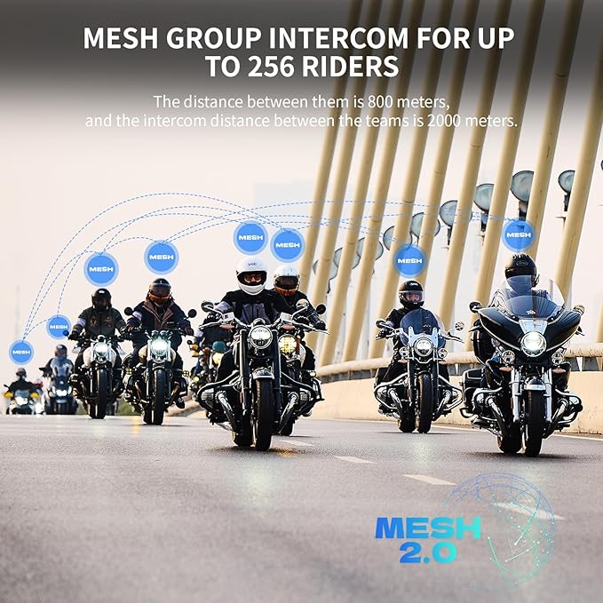 FreedConn FX Plus Motorcycle Helmet Bluetooth Headset, Auto-Join Mesh Network - Image 2