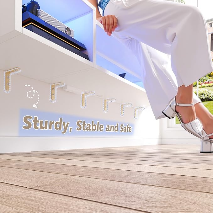 70.9"W Floating TV Stand with LED Lights & Power Outlets - Image 2